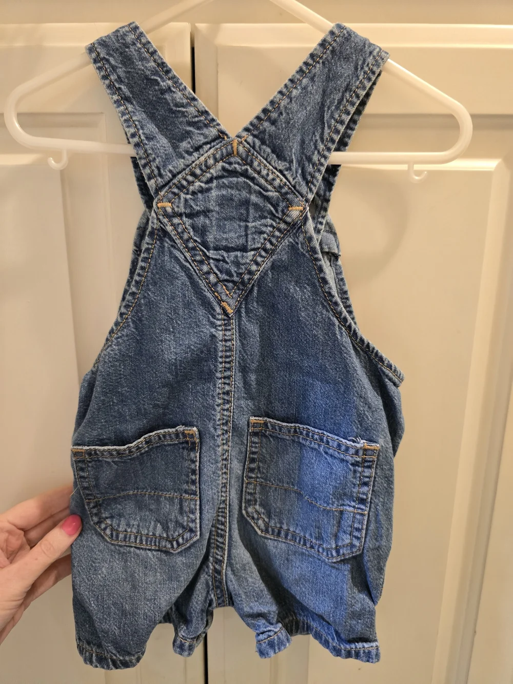 Baby GAP Blue Denim Shortalls with Front Pocket 6/9 Months - Picture 3 of 3